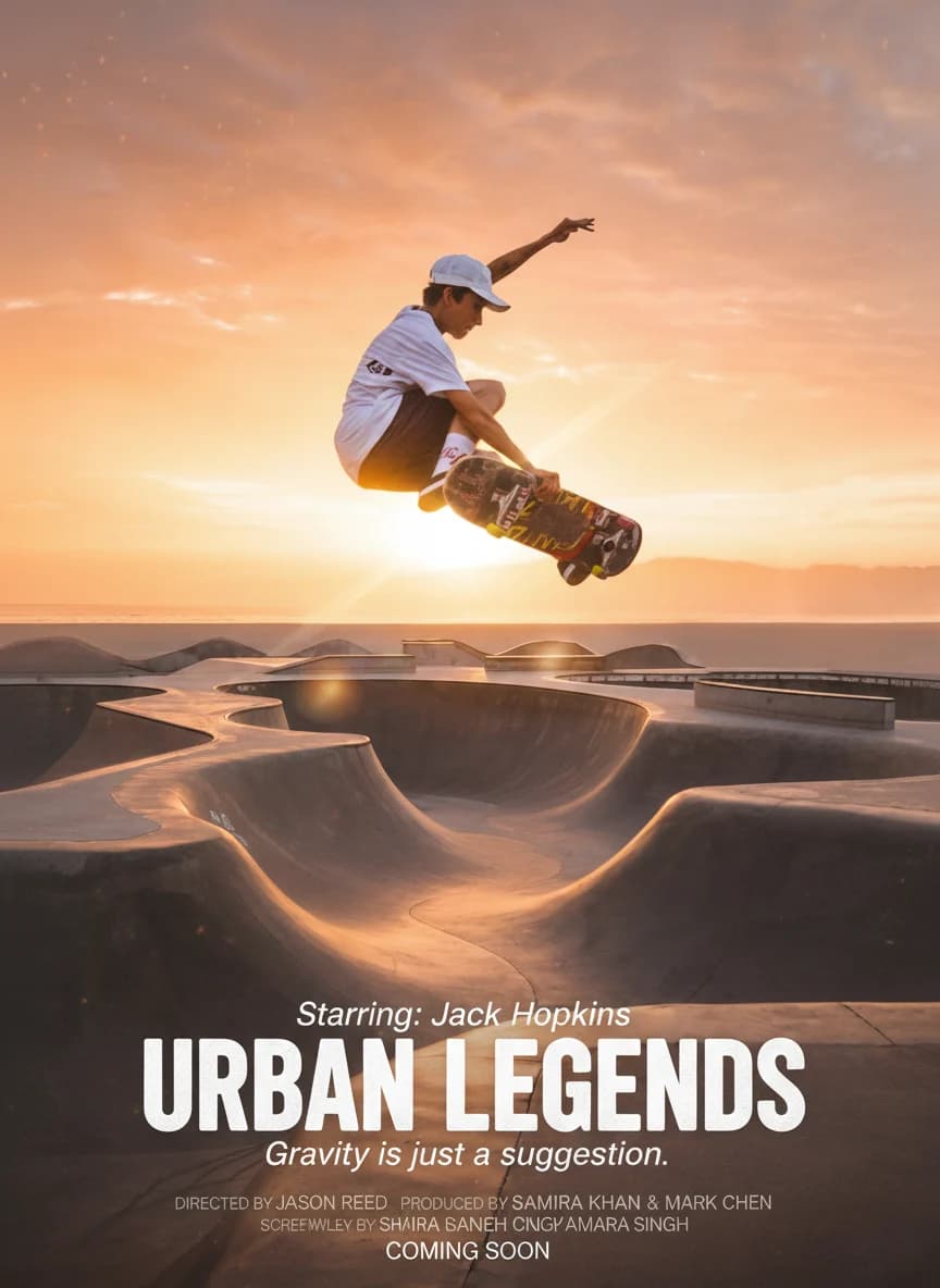 Transform the subject in the provided image into the lead star of a professional movie poster. The overall theme is a high-octane action thriller with a soft focus, glowing highlights, and a whimsical atmosphere style. Based on this mood, generate and overlay the following elements in English: 1. A bold, impactful cinematic title centered in the lower third that fits the genre. 2. A dramatic tagline placed near the title. 3. A realistic credit block at the bottom with professional-looking typography and fake names for the director and crew. 4. A 'COMING SOON' release note at the bottom. 5. A starring section formatted exactly as 'Starring: Jack Hopkins'. Ensure the lighting, color palette, and composition of the subject are enhanced to look like a genuine theatrical release poster.