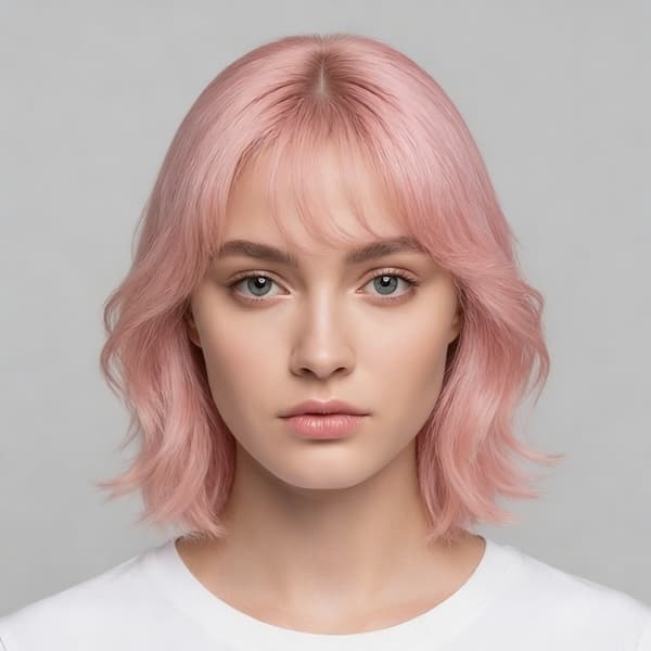 AI generated female hairstyle female cherry blossom pink