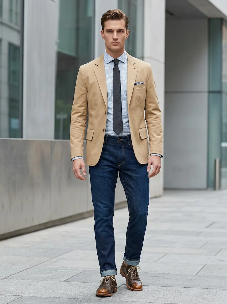 AI generated image: Full-body standing shot, one foot slightly forward to showcase the footwear, confident posture