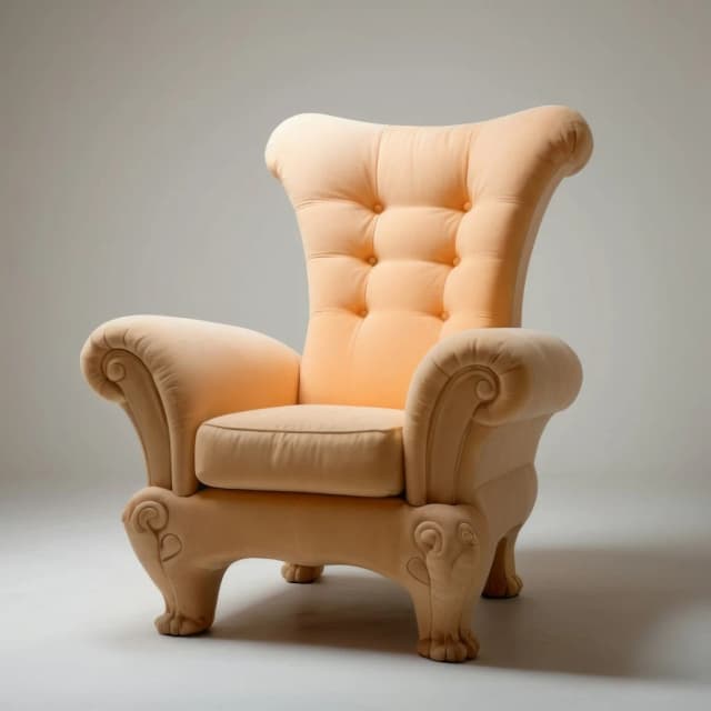 Original reference image for: AI generated image: A stunning promotional poster for a peach velvet armchair