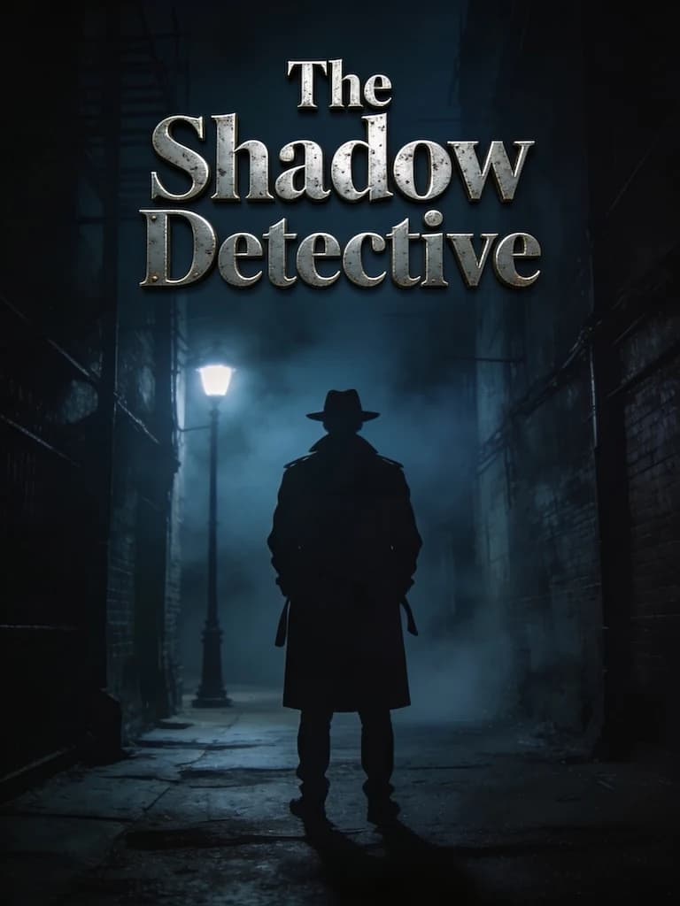 AI generated image: A thrilling and mysterious book cover for a crime novel titled “The Shadow Detective”
