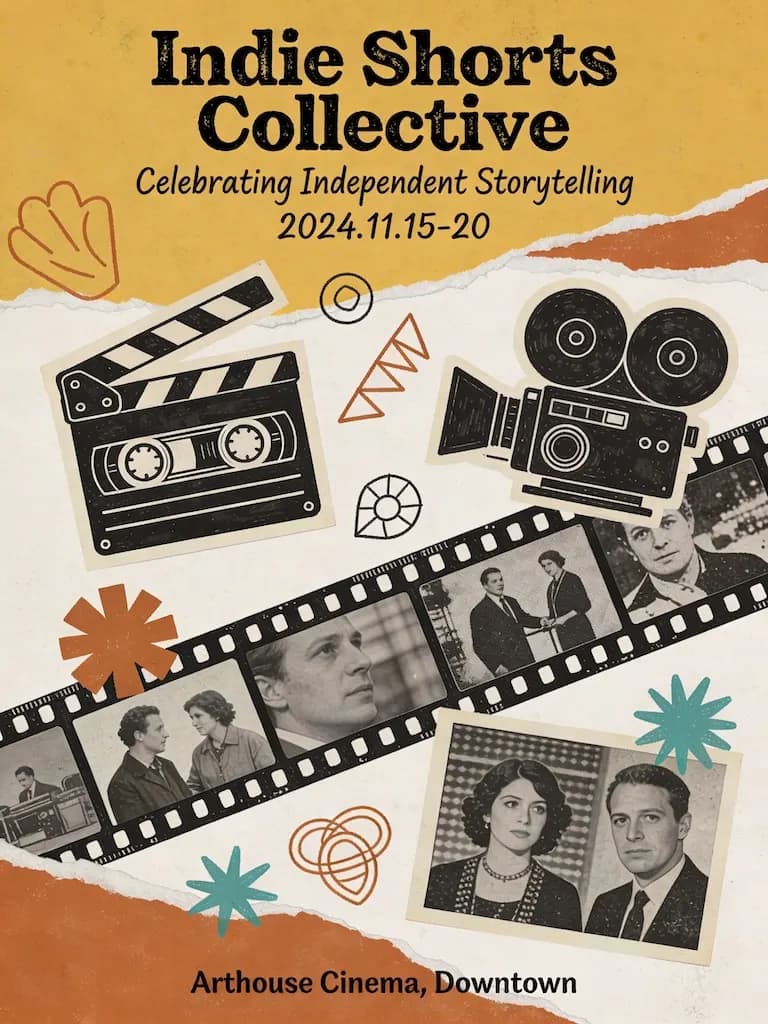 AI generated image: A quirky and independent-style poster for a short film festival